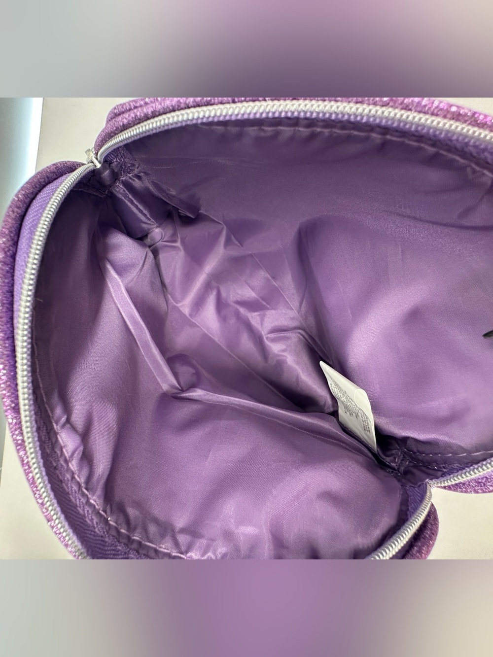 Coach Cosmetic Pouch in Cream with Orange Stripes with purple Glitter pouch - Picture 9 of 9